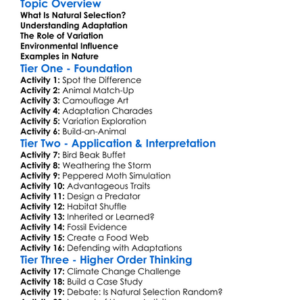 Natural Selection And Adaptation Worksheet Activity Booklet