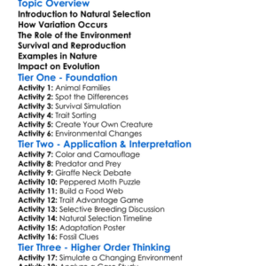 Natural Selection Worksheet Activity Booklet