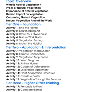 Natural Vegetation Worksheet Activity Booklet