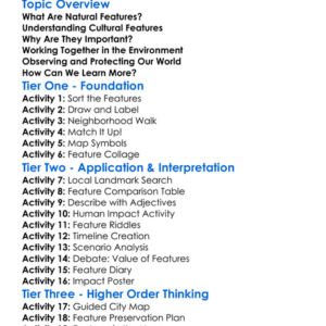 Natural Versus Cultural Features Worksheet Activity Booklet