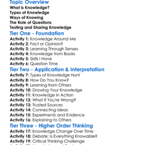 Nature Of Knowledge Worksheet Activity Booklet
