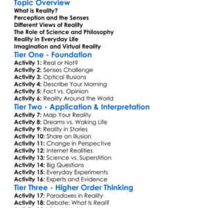 Nature Of Reality Worksheet Activity Booklet