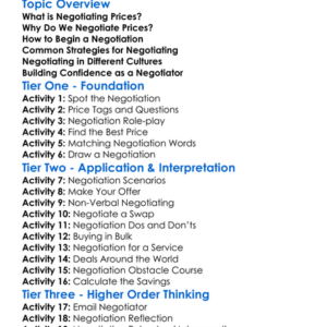 Negotiating Prices Worksheet Activity Booklet