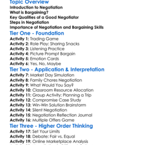 Negotiation And Bargaining Skills Worksheet Activity Booklet