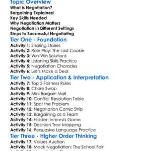 Negotiation And Bargaining Worksheet Activity Booklet