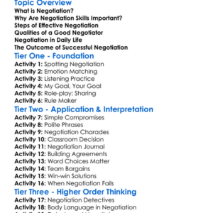 Negotiation Skills Worksheet Activity Booklet