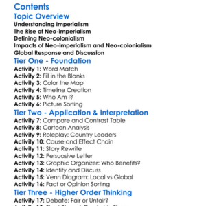 Neo-Imperialism And Neo-Colonialism Worksheet Activity Booklet
