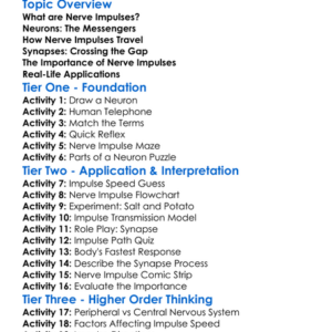 Nerve Impulses Worksheet Activity Booklet