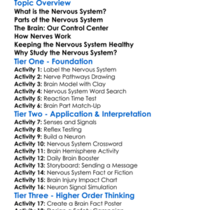 Nervous System And Brain Worksheet Activity Booklet
