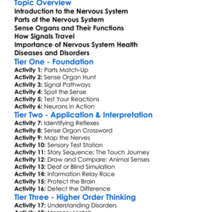 Nervous System And Sense Organs Worksheet Activity Booklet