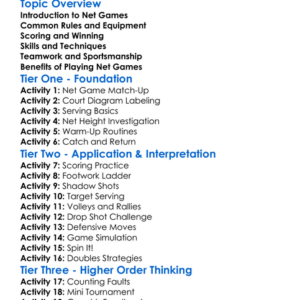 Net Games Basics Worksheet Activity Booklet