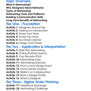 Networking In The Design Field Worksheet Activity Booklet