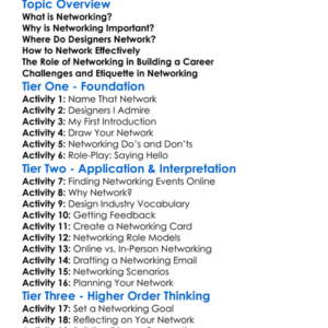 Networking In The Design Industry Worksheet Activity Booklet