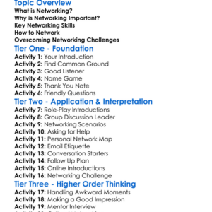 Networking Skills Worksheet Activity Booklet