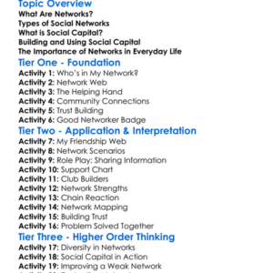 Networks And Social Capital Worksheet Activity Booklet