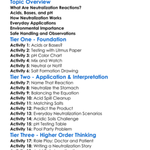 Neutralization Reactions Worksheet Activity Booklet