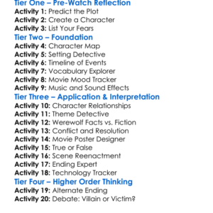 Never Cry Werewolf 2008 Worksheet Activity Booklet