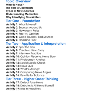 News Journalism And Bias Worksheet Activity Booklet
