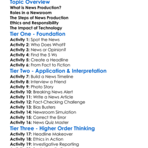 News Production Worksheet Activity Booklet