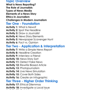 News Reporting And Journalism Worksheet Activity Booklet