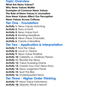 News Values Worksheet Activity Booklet
