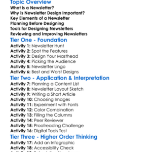 Newsletter Design Worksheet Activity Booklet