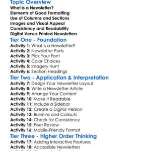 Newsletter Formatting Worksheet Activity Booklet