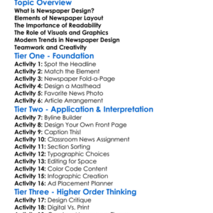 Newspaper Design Worksheet Activity Booklet