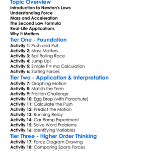 Newtons Second Law Of Motion Worksheet Activity Booklet