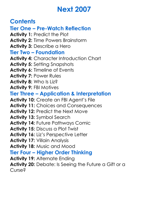 Next 2007 Worksheet Activity Booklet