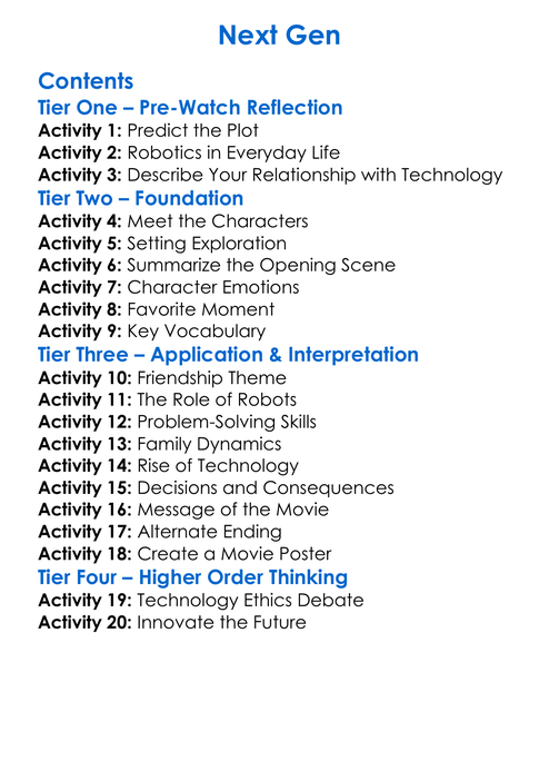 Next Gen Worksheet Activity Booklet