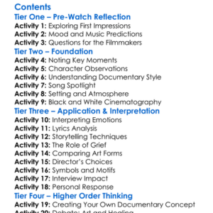 Nick Cave  The Bad Seeds One More Time With Feeling 2016 Worksheet Activity Booklet