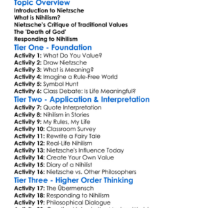 Nietzsche And Nihilism Worksheet Activity Booklet