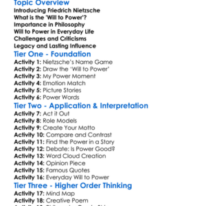 Nietzsche And The Will To Power Worksheet Activity Booklet