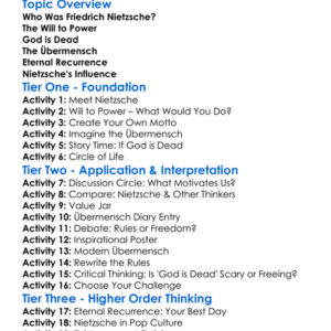 Nietzschean Philosophy Worksheet Activity Booklet