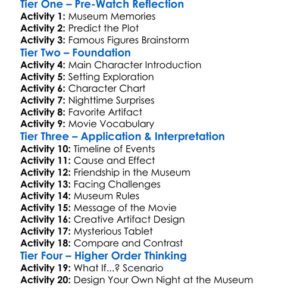 Night At The Museum 1 Worksheet Activity Booklet