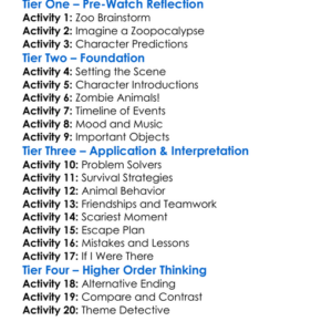 Night Of The Zoopocalypse Worksheet Activity Booklet