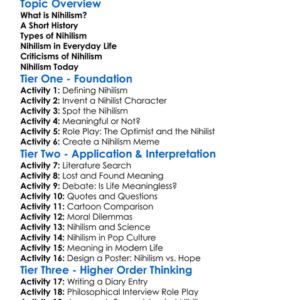 Nihilism Worksheet Activity Booklet