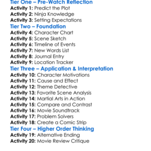 Ninja Shadow Of A Tear 2013 Worksheet Activity Booklet