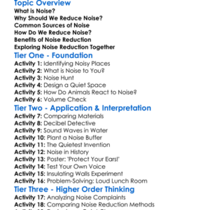 Noise Reduction Techniques Worksheet Activity Booklet