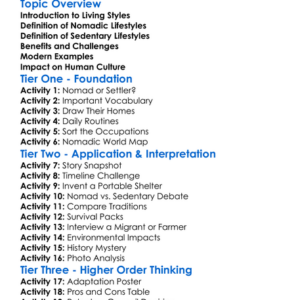 Nomadic And Sedentary Lifestyles Worksheet Activity Booklet