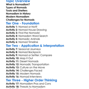 Nomadism Worksheet Activity Booklet