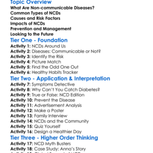 Non-Communicable Diseases Worksheet Activity Booklet