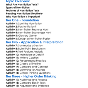 Non-Fiction Texts Worksheet Activity Booklet
