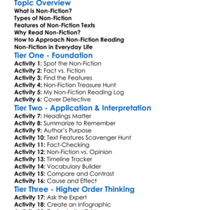 Non-Fiction Worksheet Activity Booklet
