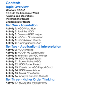 Non-Governmental Organizations Ngos In Economics Worksheet Activity Booklet