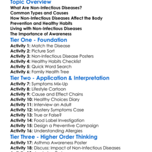 Non-Infectious Diseases Worksheet Activity Booklet