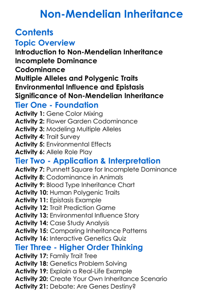 Non-Mendelian Inheritance Worksheet Activity Booklet
