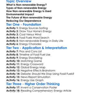 Non-Renewable Energy Worksheet Activity Booklet