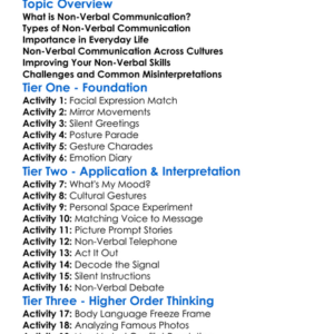 Non-Verbal Communication Worksheet Activity Booklet